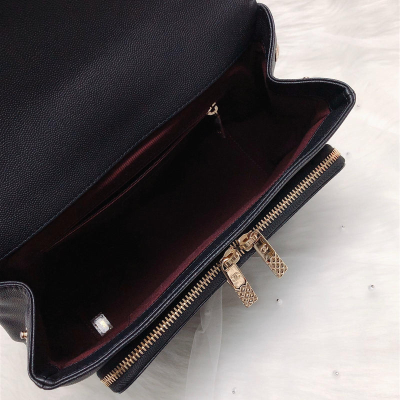 Business Affinity Flap Black Quilted Caviar Leather with GHW Large