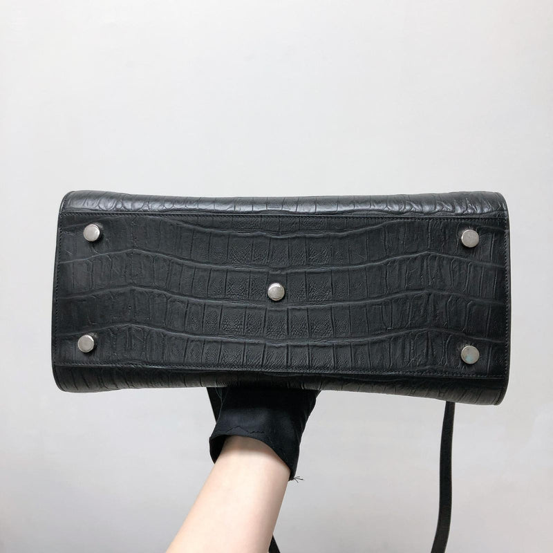 Small Sac De Jour in Crocodile-Embossed Leather Black