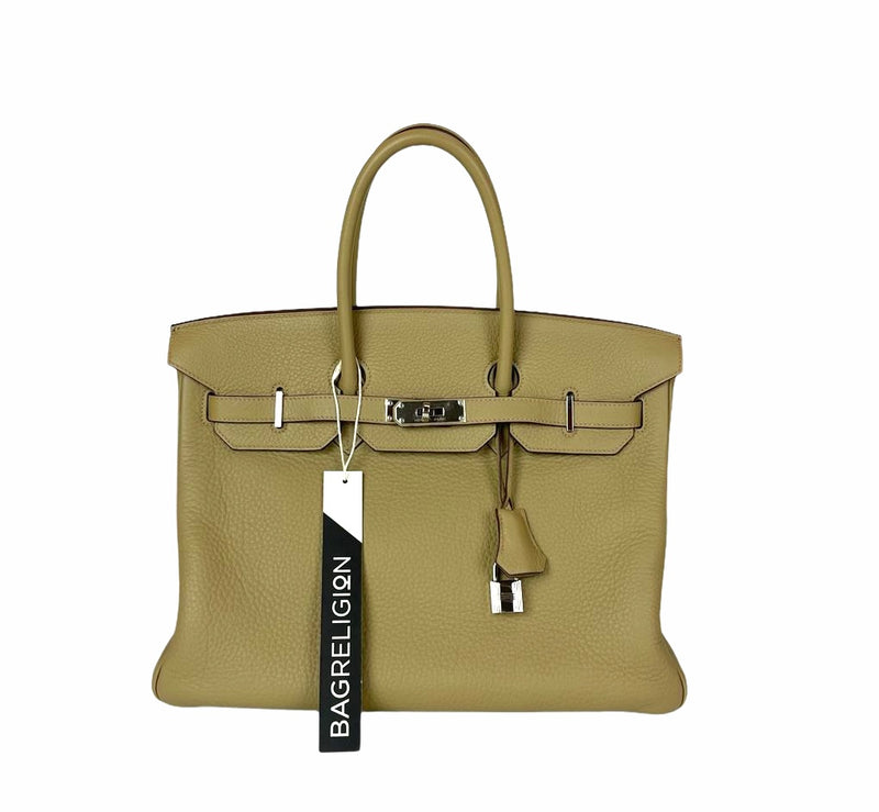 Birkin 35 Poussière Biege Clemence PHW