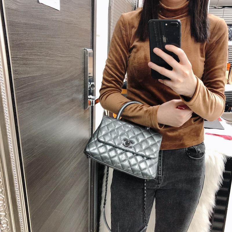 Chanel Caviar Quilted Mini Coco Handle Flap Black with GHW