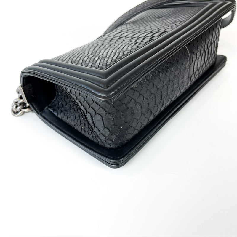 Python Black Old Medium Boy Bag in Black with RHW