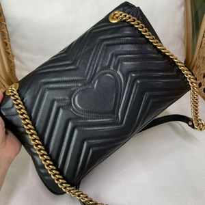 Medium GG Marmont Bag Calfskin Black GHW