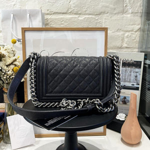 Small Boy Bag Caviar Dark Gray RHW