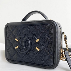 Filigree Vanity Case Caviar Small Black GHW