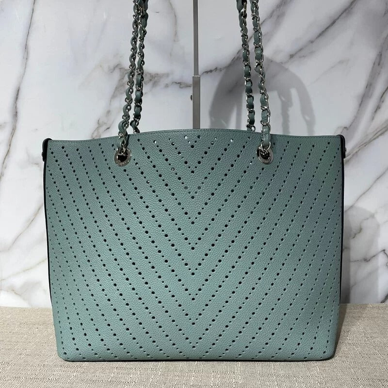 Large Perforated Shopping Tote Green SHW