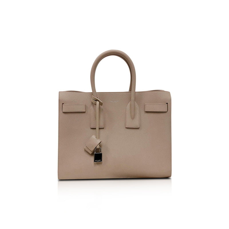 Yves Saint Laurent Classic Small Sac De Jour in Beige Grained Leather