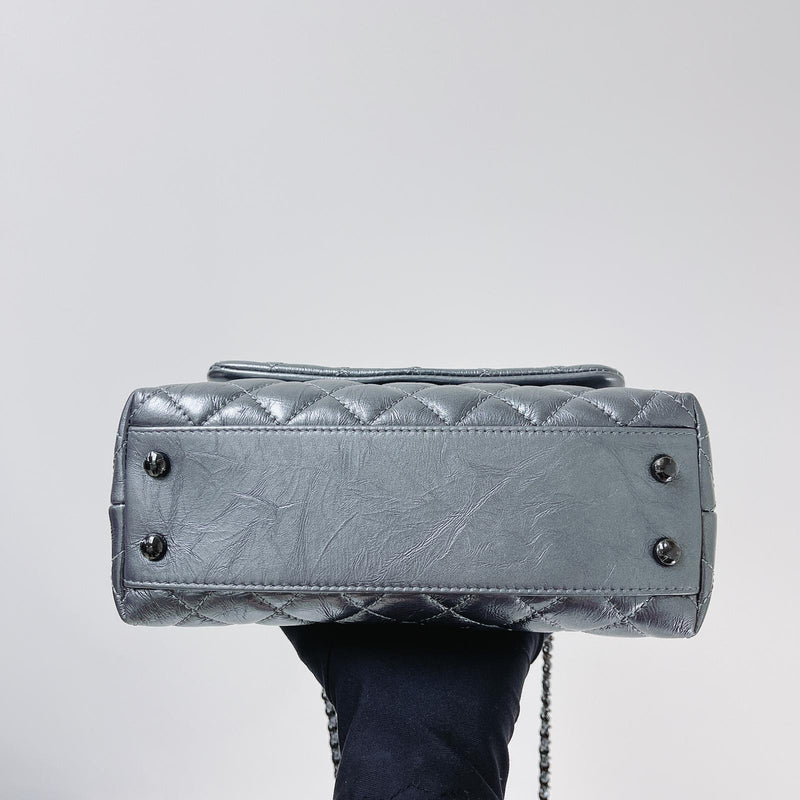 Quilted Mini Coco Handle Flap Silver RHW