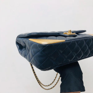 Studded Rock the Corners Flap Bag in Dark Blue