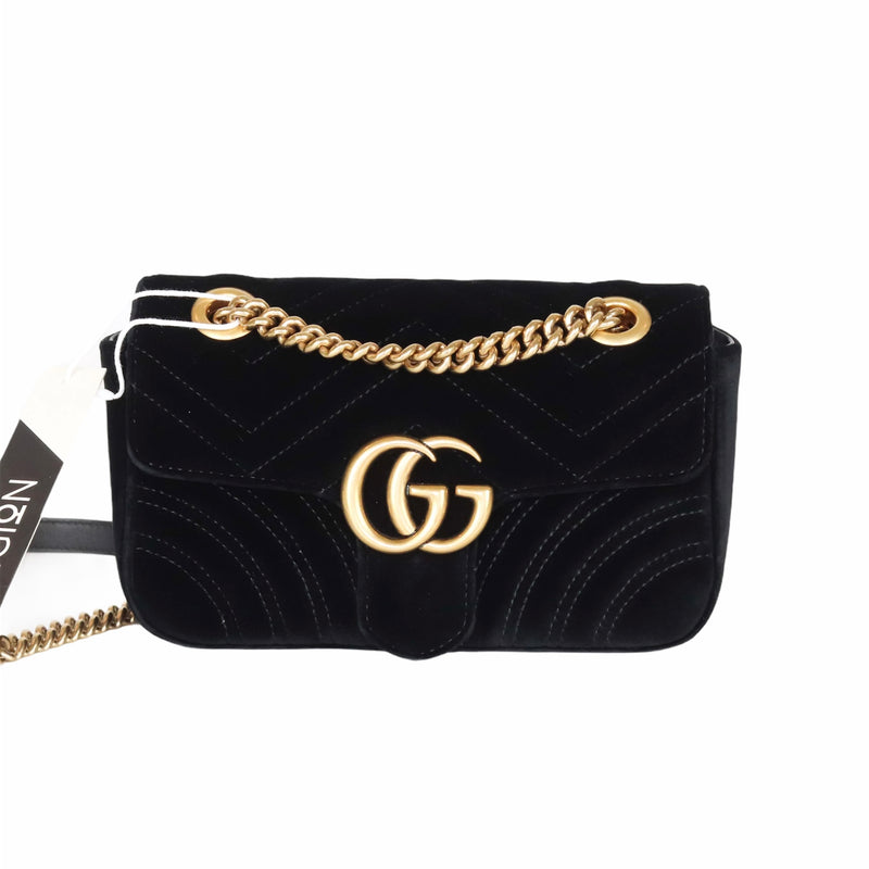 GG Marmont Black Velvet Mini Shoulder Bag