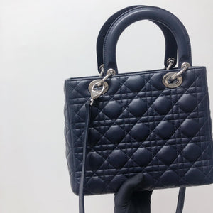 Cannage Lambskin Lady Dior Medium Dark Blue