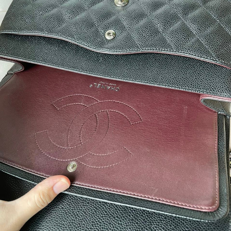 Classic Double Flap Jumbo Caviar Black SHW