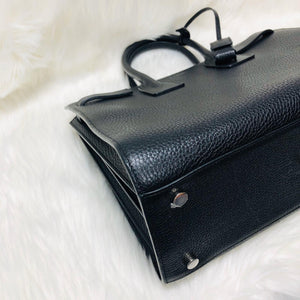 Small Sac De Jour in Black Grained Leather with strap