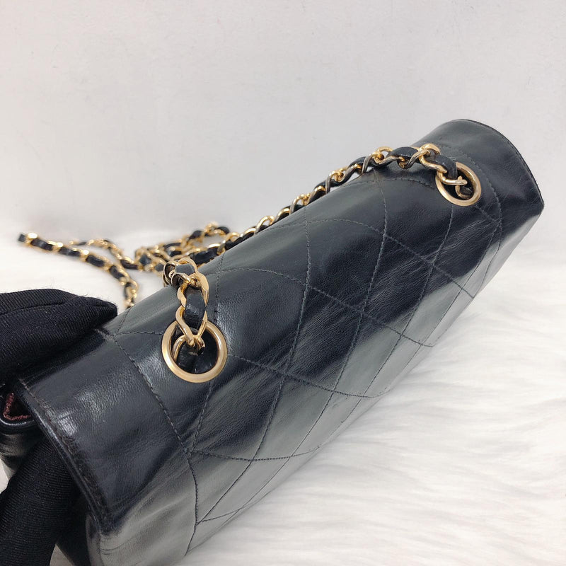 Small Classic Diana flap Black Lambskin GHW