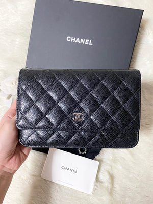 New Quilted Wallet on Chain WOC Caviar Leather