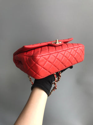 Timeless Classic Calfskin Double Flap Red Bag