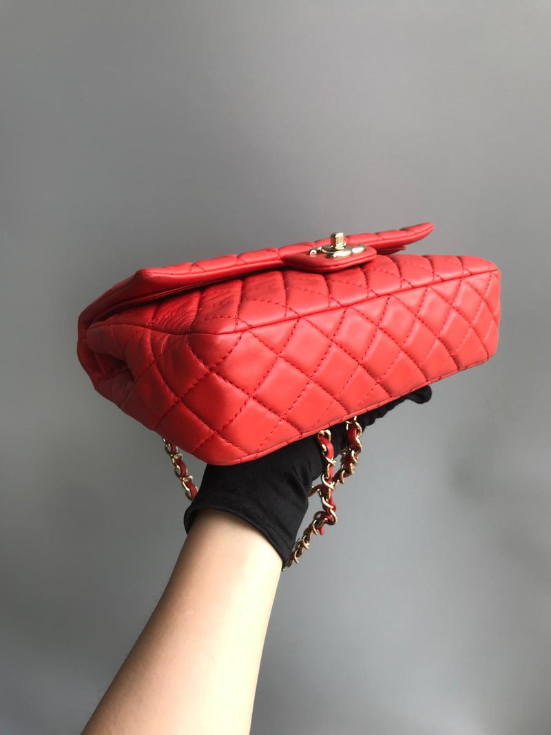 Timeless Classic Calfskin Double Flap Red Bag