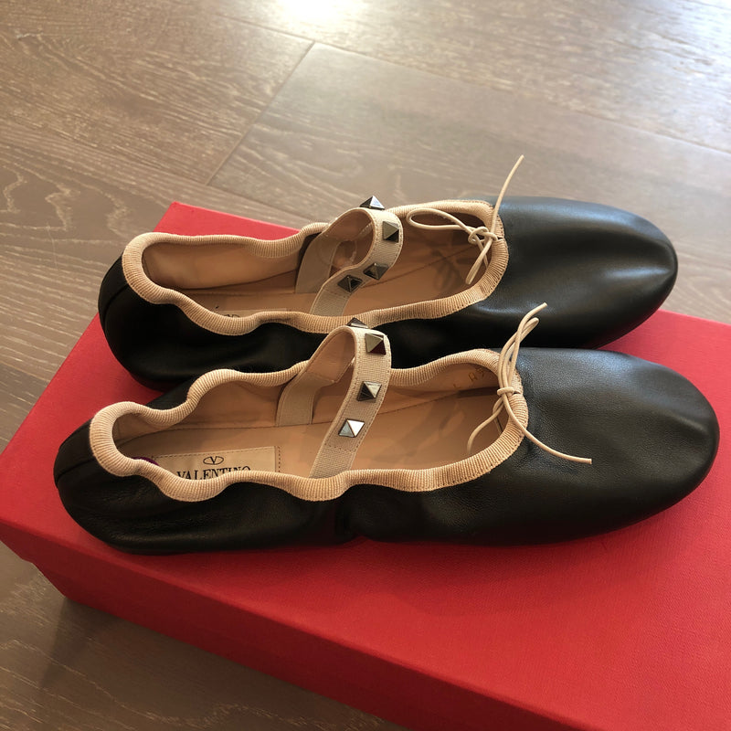 Rockstud Ballet Flats Black