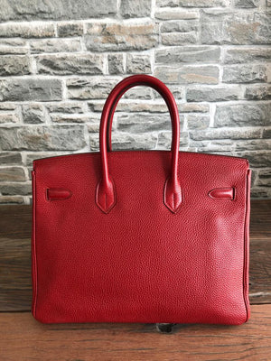 Birkin 35 Rouge Garance Togo K-Stamp with Palladium HDW