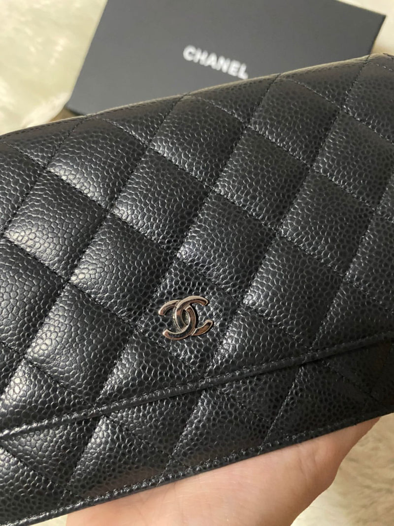 New Quilted Wallet on Chain WOC Caviar Leather