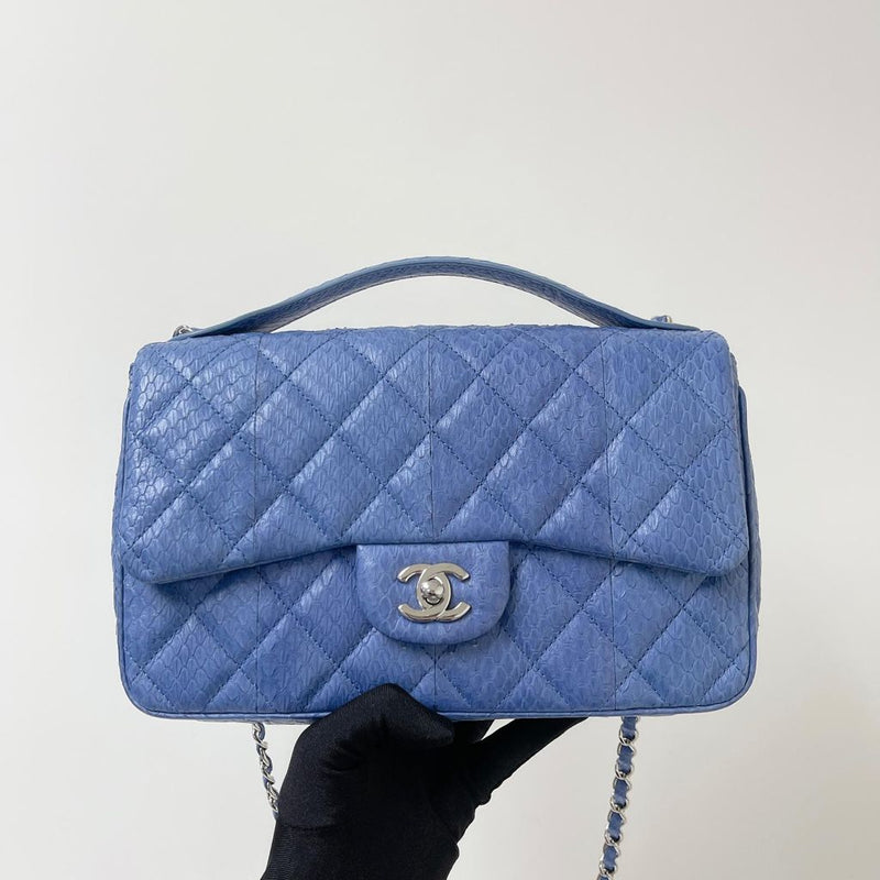 Easy Carry Medium Snakeskin Flap Blue