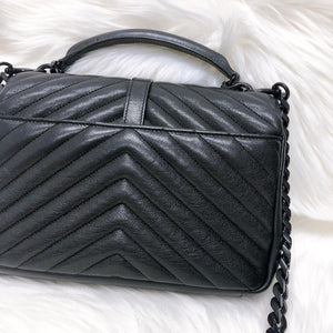 Medium College Leather Bag Black