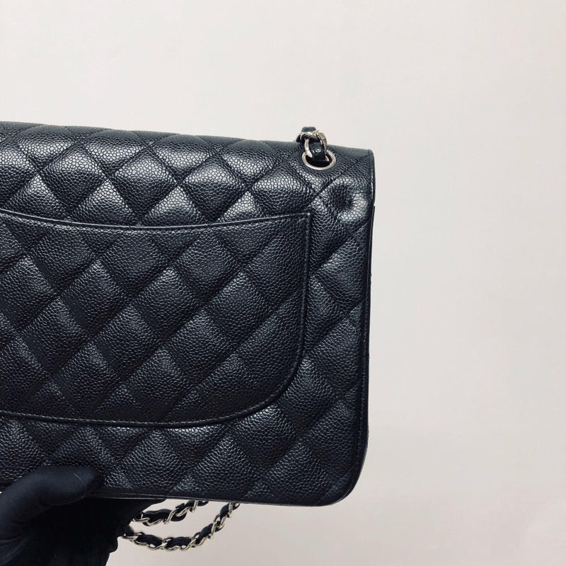 Classic Double Flap Jumbo Bag in Black Caviar with SHW