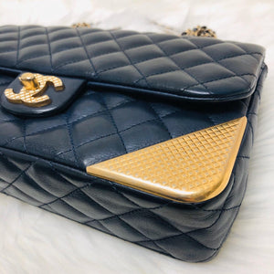 Studded Rock the Corners Flap Bag in Dark Blue