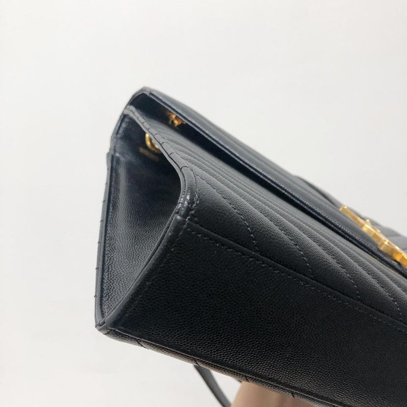 Envelope Large Flap in Chevron Quilted Leather Black