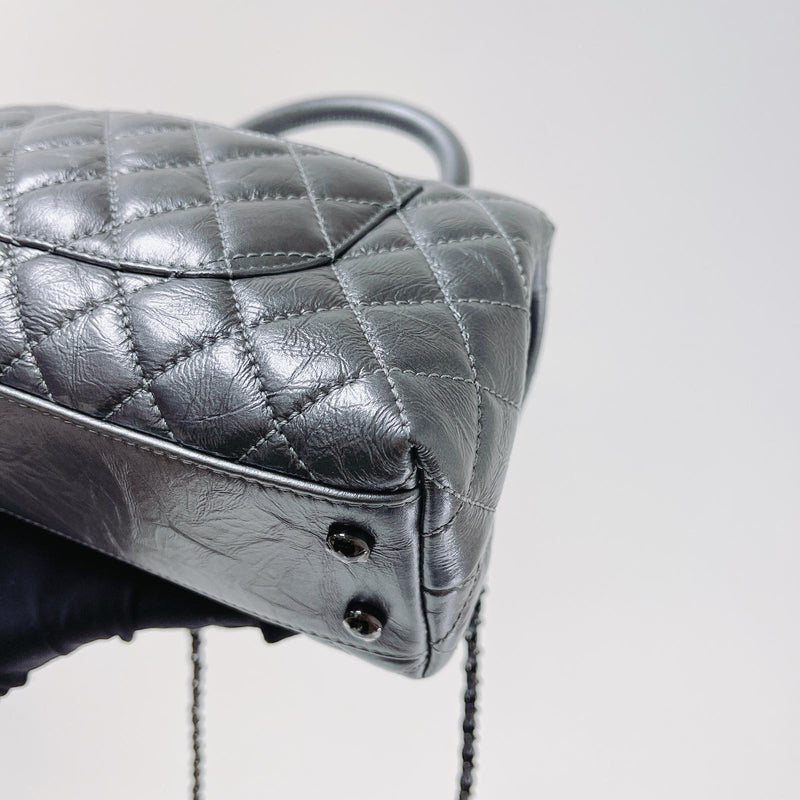 Quilted Mini Coco Handle Flap Silver RHW