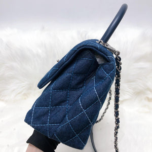 Blue Denim Quilted Medium Coco Handle Flap