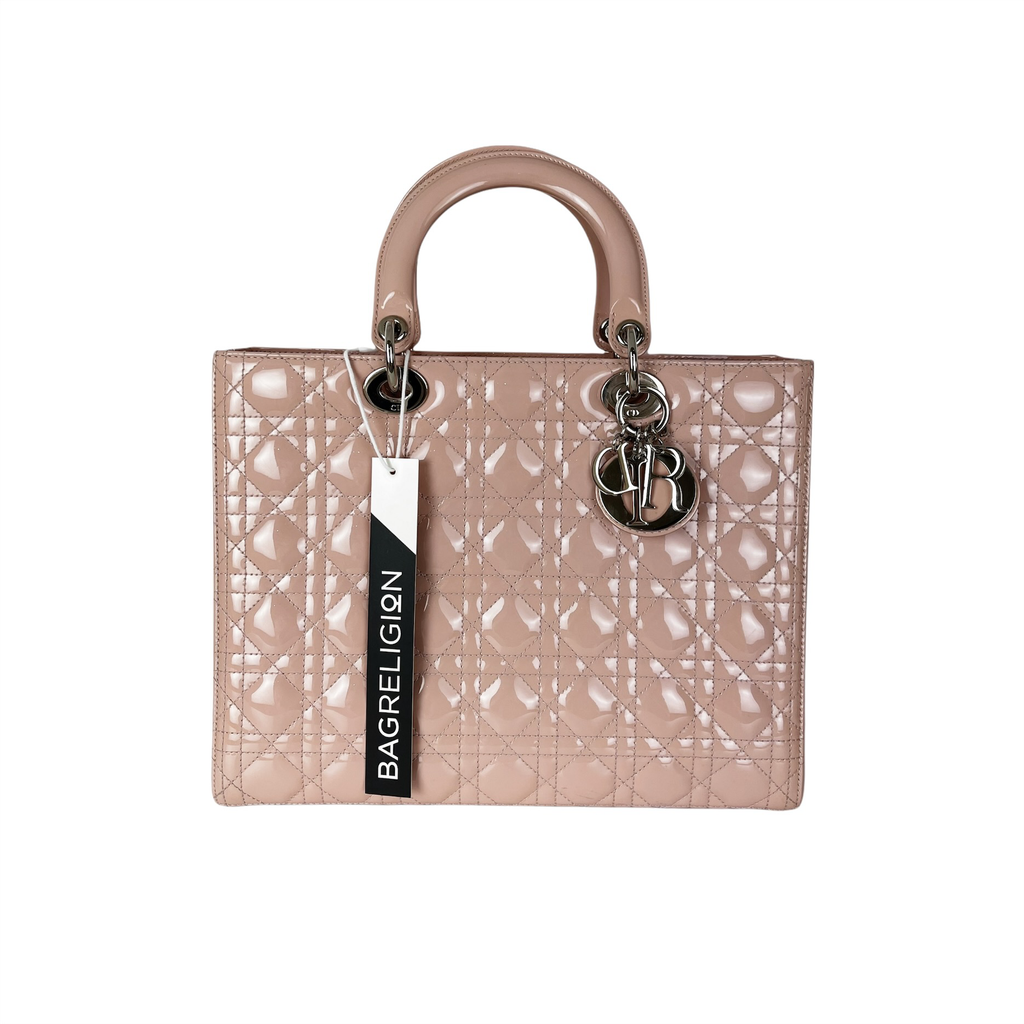 Lady Dior Large Patent Pink SHW