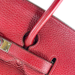 Birkin 35 Rouge Garance Clemence K-Stamp with Palladium HDW