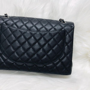 Classic Single Flap Maxi in Black Caviar Leather with SHW