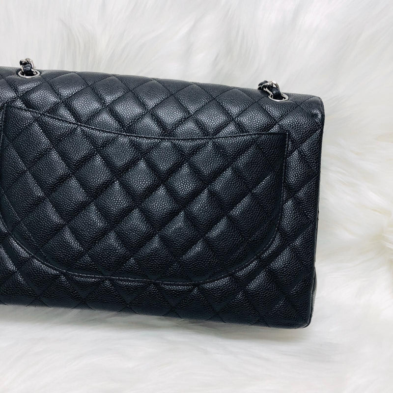 Classic Single Flap Maxi in Black Caviar Leather with SHW
