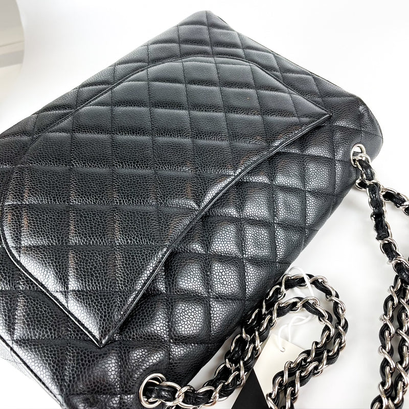 Maxi Single Flap Caviar Leather in Black SHW