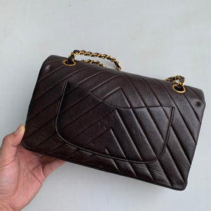 Vintage Classic Flap Chevron Medium GHW Brown