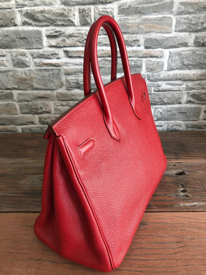 Birkin 35 Rouge Garance Togo K-Stamp with Palladium HDW
