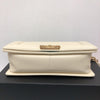 Old Medium Le Boy in Quilted Cream Calfskin with GHW