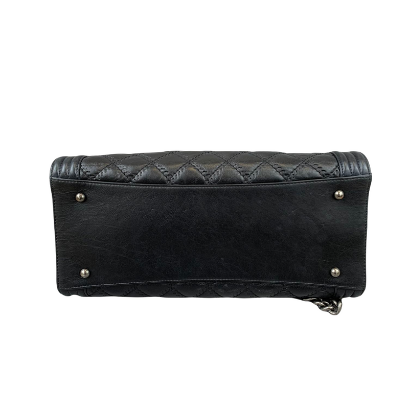Double Stitched Boy Calf Tote Black RHW