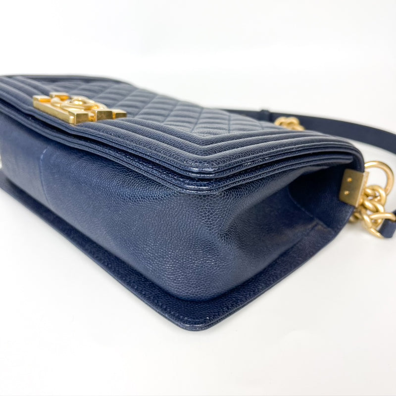 Navy Blue Old Medium Caviar Le Boy with GHW