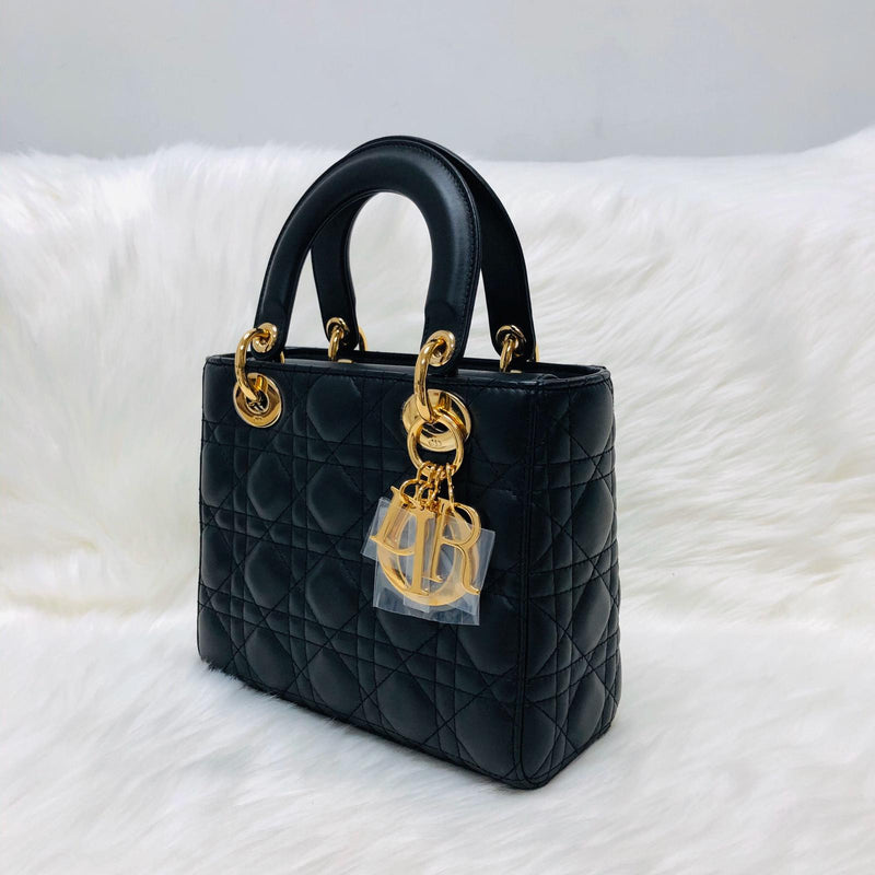 Cannage Lambskin Lucky Badges My Lady Dior Small Black