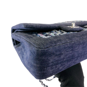 Tweed/Denim Medium Classic Flap Blue