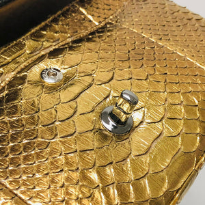 Classic Double Flap Gold M/L Python Bag with RHW