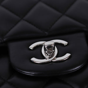 Jumbo Double Flap in Black Lambskin with SHW
