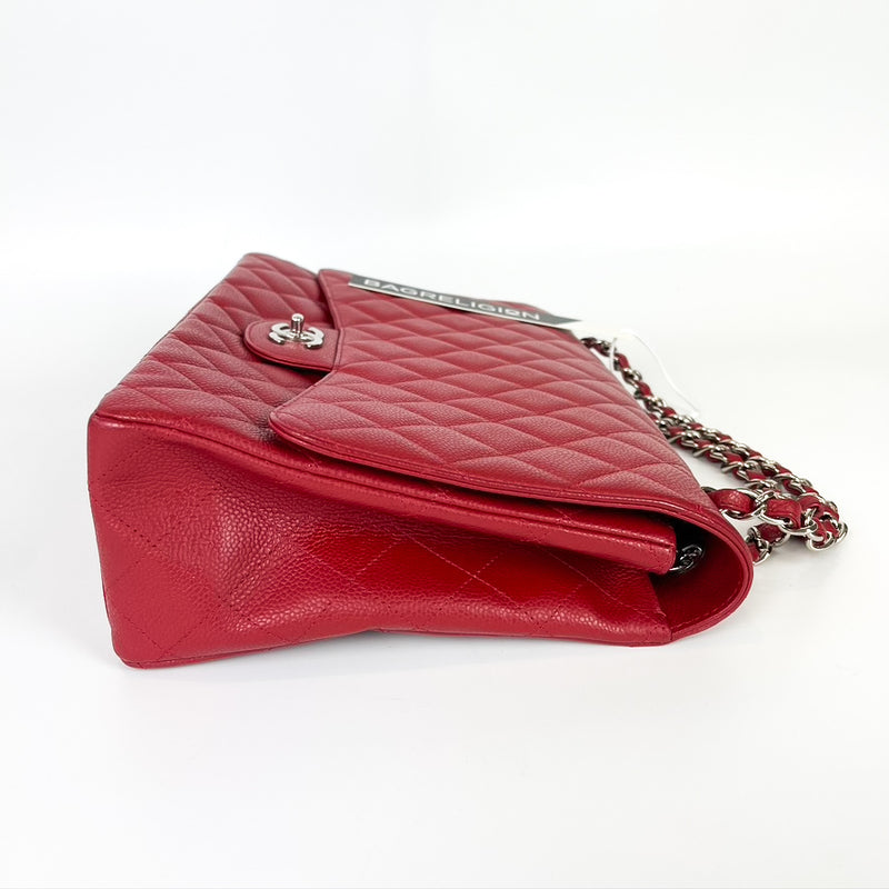 Classic Single Flap Maxi in Red Caviar Leather with SHW