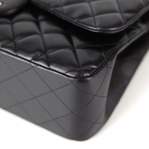 Jumbo Double Flap in Black Lambskin with SHW