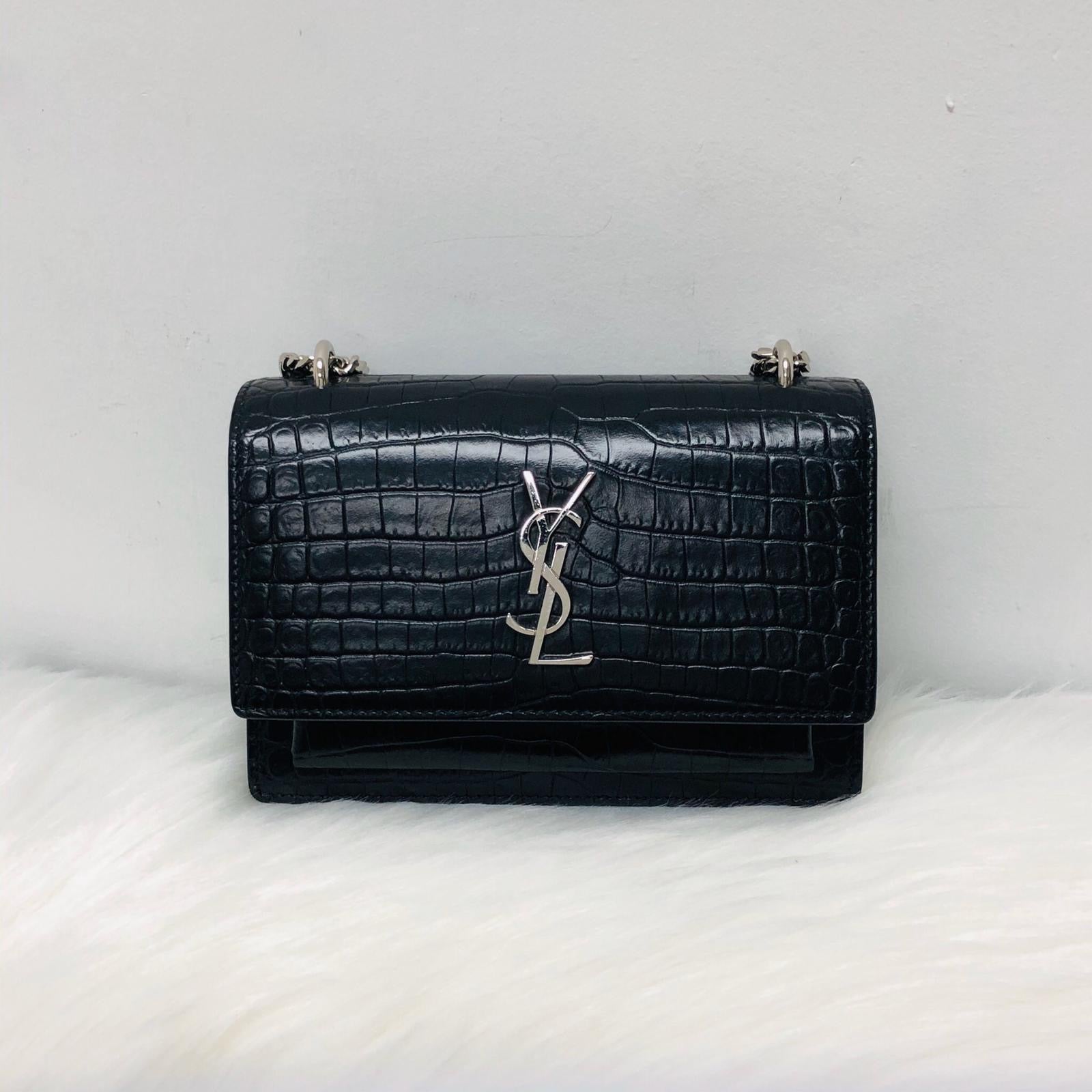 Mini Sunset Bag in Black Croc Embossed Leather – Bag Religion