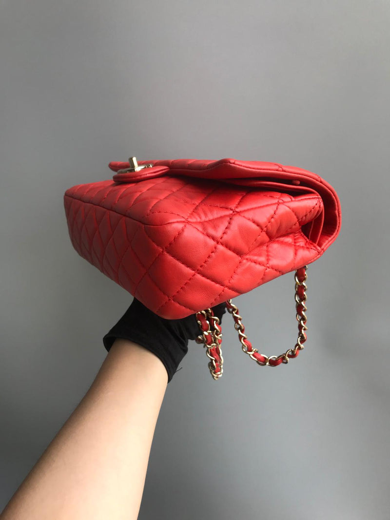 Timeless Classic Calfskin Double Flap Red Bag