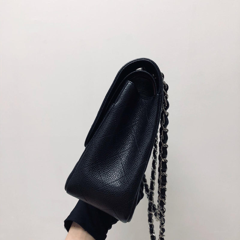 Classic Double Flap Jumbo Bag in Black Caviar with SHW