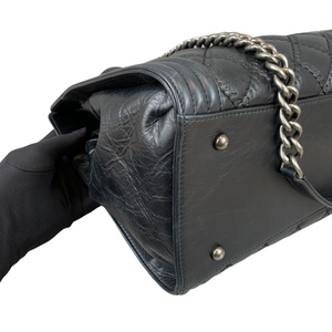 Double Stitched Boy Calf Tote Black RHW